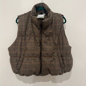 H&M Brown Houndstooth Puffer Vest